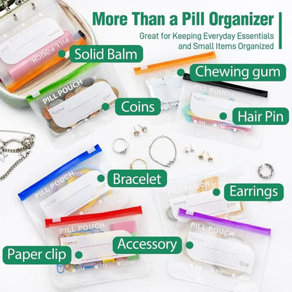 A8 Waterproof Pill Pouch Set – 7 to 14 Days of Meds & Vitamins💧Waterproof & Crush-Resistant Shell