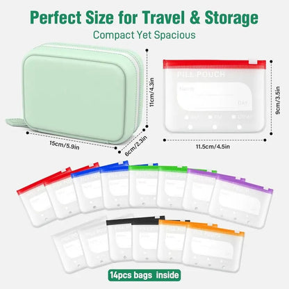 A8 Waterproof Pill Pouch Set – 7 to 14 Days of Meds & Vitamins💧Waterproof & Crush-Resistant Shell