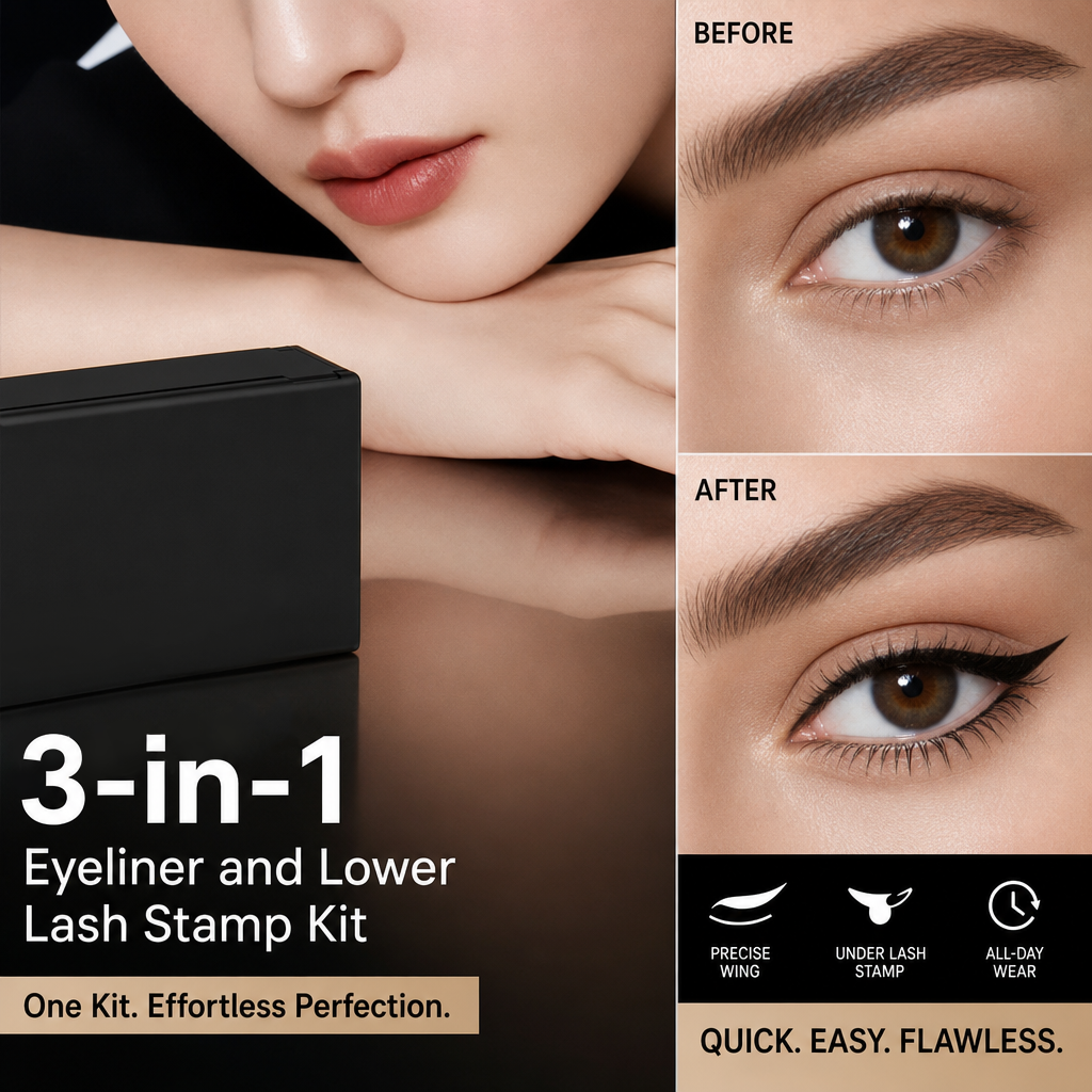 🥳2026 HOT SALE🥳💄✨ 50% OFF! 3‑in‑1 Eyeliner & Lower Lash Stamp Kit – Stamp perfect wings & lashes in seconds. Waterproof, smudge‑proof. No steady hand needed! 👁️🖌️