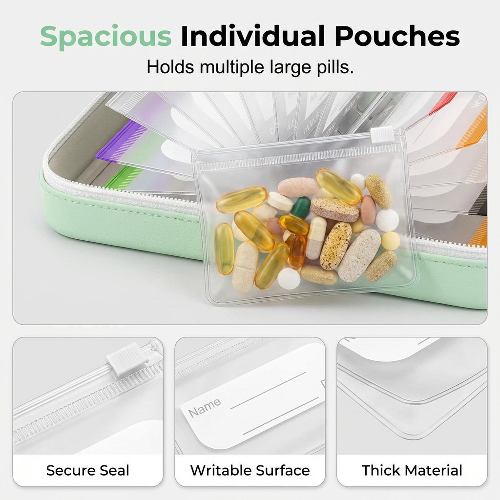 A8 Waterproof Pill Pouch Set – 7 to 14 Days of Meds & Vitamins💧Waterproof & Crush-Resistant Shell