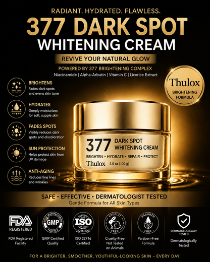 🔥 Limited Time Deal: Buy 1 Bottle, Get 1 FREE!  Thulox 377 Brightening SPF Face Cream – Dark Spot, Hydration & Anti-Wrinkle Care