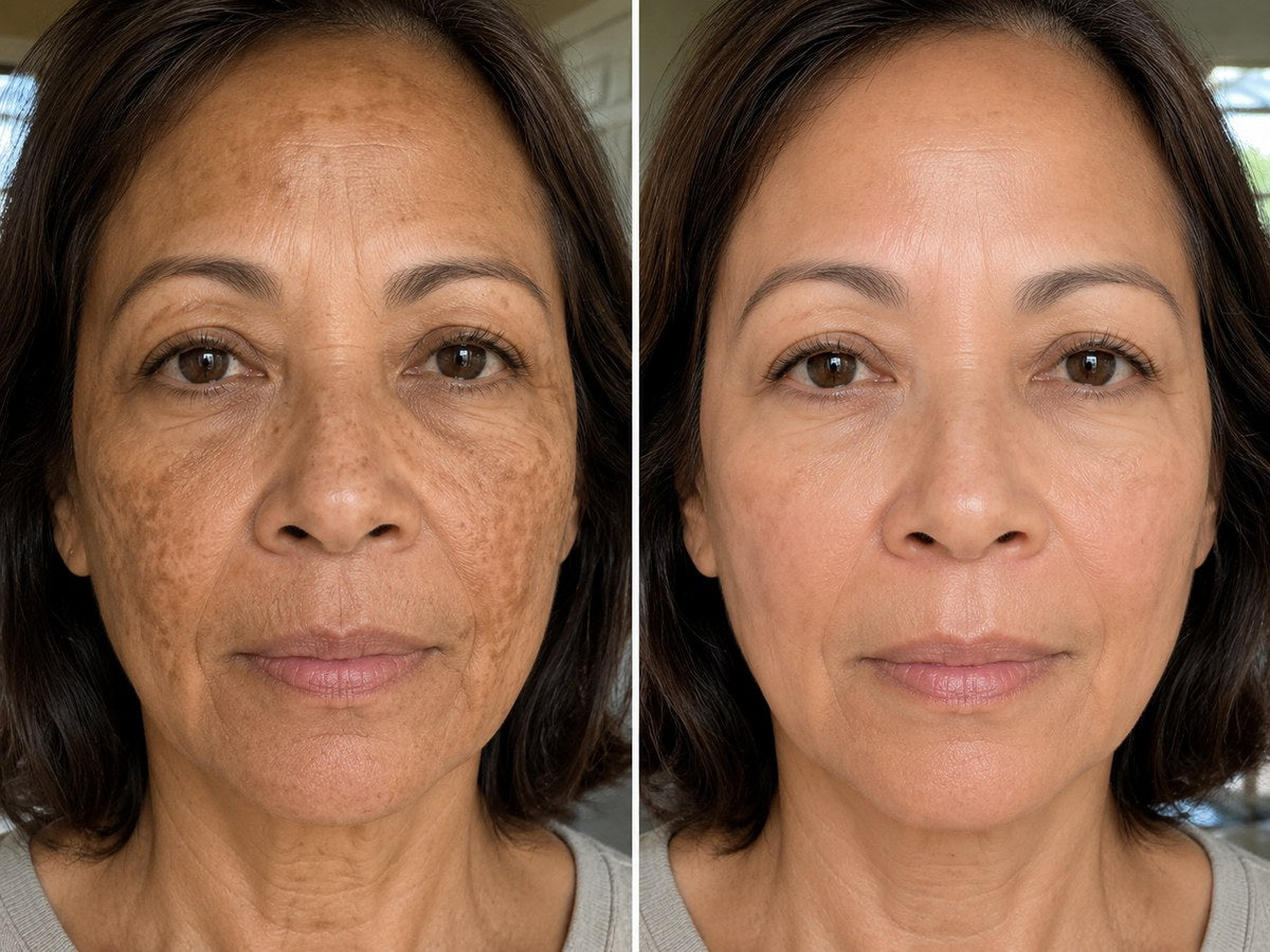 Illustrative dark spot before and after comparison