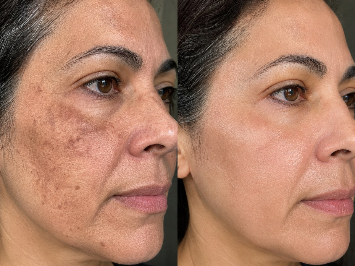 Illustrative uneven tone before and after comparison